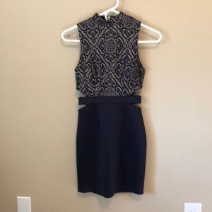 Speechless bodycon navy and lace dress